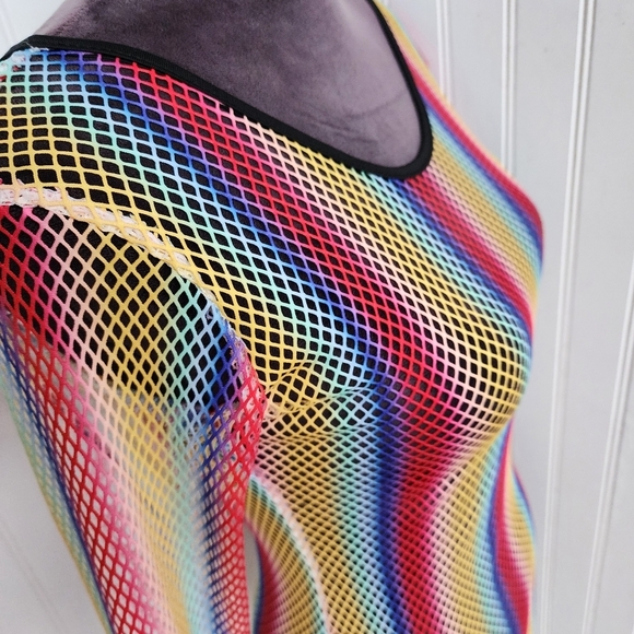 Uluwatu Color Mesh Netted See Through Beach Coverup Top Dress Long Sleeve Sz S - Picture 5 of 13